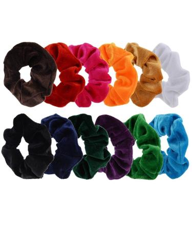 Prochive Velvet Elastic Hair Ties 12 Colors 12 Pack