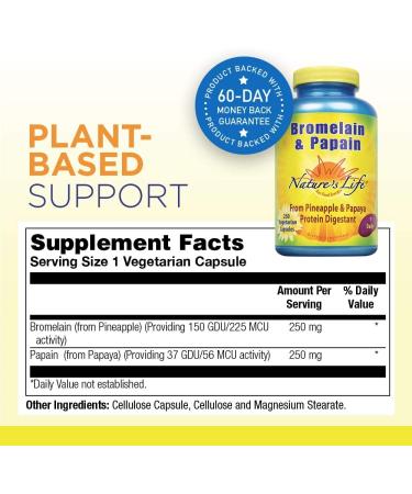 Nature's Life Bromelain & Papain - 250 Veggie Caps for Digestive Support - Buy Online on GoSupps.com