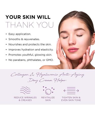 AZURE Collagen & Hyaluronic Acid Anti Aging Day Cream - Hydrating Face Moisturizer for Wrinkle Reduction - Korean Skin Care - 50mL - Buy Online on GoSupps.com