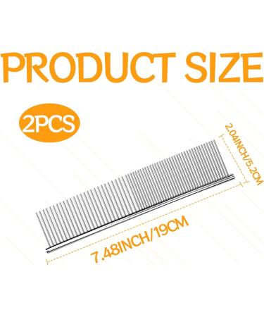 Metal Dog Combs for Grooming 2PCS Metal Stainless Steel Dog Grooming Comb Cat Comb Silver Pet Comb Suitable for Dog Cat Pet Fur Detangling - Buy Online on GoSupps.com