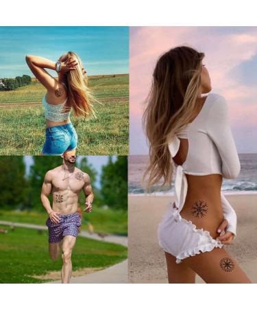 Tattoonova Temporary Viking Compass Fake Tattoos - 6 Sheets Party Favors for Men - Buy Online on GoSupps.com