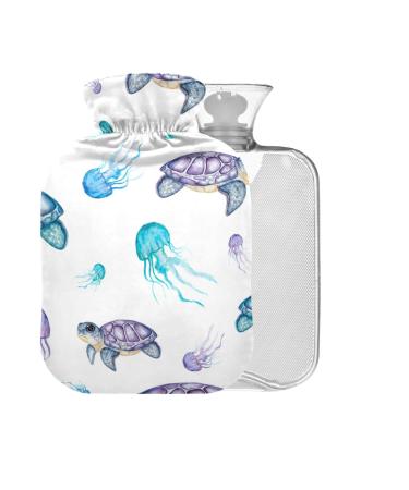 Turtles Hot Water Bottle without BAP with Cover 2 l Large Hot Water Bag for Pain Relief and Cramps