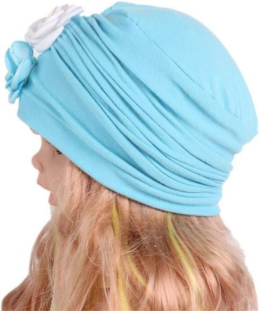 Qhome Girls Chunky Double Flower Beanie Kids Hat Turban - White - Buy Online on GoSupps.com