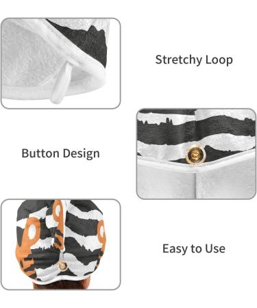 Super Absorbent Tiger Striped Hair Towel 2 Pack | Quick Dry Hair Turbans with Button Wrap for Women & Girls - Buy Online on GoSupps.com