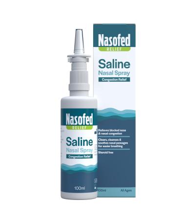 Nasofed Saline Nasal Spray. Isotonic Saline Solution. Effective and Gentle Relief from Nasal Congestion Caused by colds sinusitis hayfever and Allergies. 1 x 100 ml