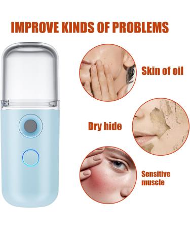Facial Mister Nano Hydration 150mAh Portable Mini Face Humidifier Portable USB Rechargeable Handy Skin Care Face Spray with Screwing Visual Water for Daily Makeup (Blue) Face Mister - Buy Online on GoSupps.com