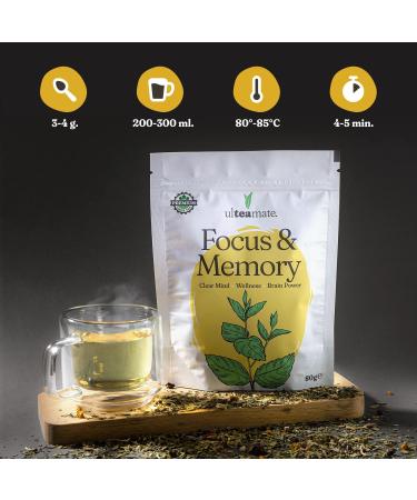 Ulteamate Focus & Memory Tea | Nootropic Brain Booster | Caffeine-Free Concentration & Energy with Ginkgo Biloba Ashwagandha & More - Buy Online on GoSupps.com