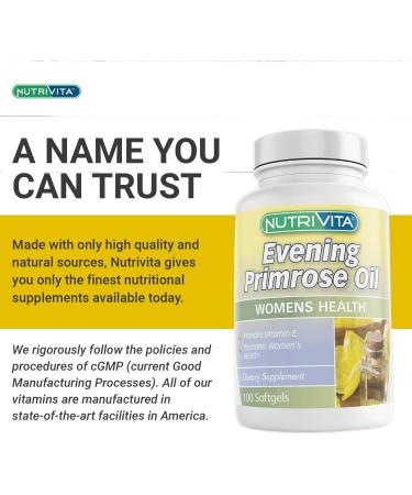 Nutrivita Evening Primrose Oil Capsules 750mg - Rich in Vitamin E & GLA - 100 Soft Gels for Women - Buy Online on GoSupps.com