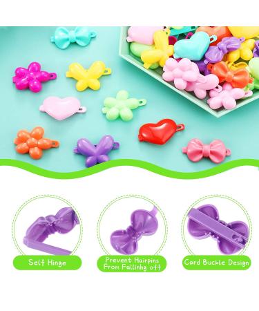 50-Piece Colorful Self Hinge Barrette Hair Clips for Girls - Assorted Designs (Heart, Bowknot, Flower, Butterfly) - Cute Cartoon Hair Accessories - Buy Online on GoSupps.com