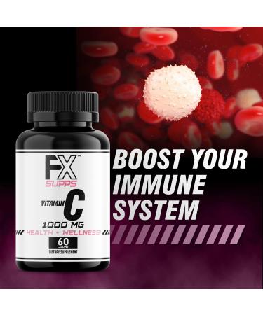 FXSUPPS Vitamin C 1000 mg (1 Pack of 100 Capsules) | Vegan-Friendly Vitamin C Supplement for Adult Men and Women | Supports Immune System Improves Mood and Improves Skin Health 60 Count (Pack of 1) - Buy Online on GoSupps.com