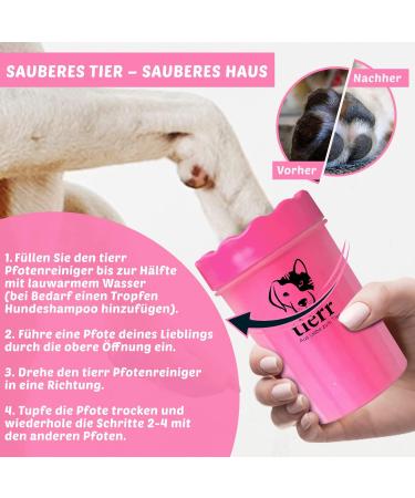 Tierr Pfotenreiniger for Dogs - Clean Paws Easily | Soft Brush & Dishwasher Safe | Size M + Claw Scissors - Pink - Buy Online on GoSupps.com