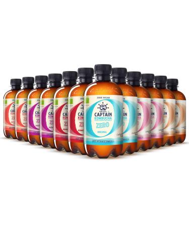 Gutsy Captain Kombucha Zero - Zero Calories Zero Sugar - Bio Kombucha Tea Living Cultures No Conshercates Unpasteurized Raw and Vegan - 12 x 400ml Zero (Mix Box) - Buy Online on GoSupps.com