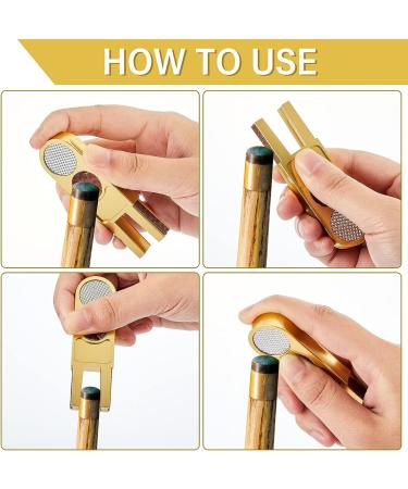 Maitys 2 Pcs Billiards Pool Cue Tip Shaper & Scuffer Tool Set - U-Shaped Multi-functional Trimmers Tapper with Sandpaper | Metal Cue Stick Accessory in Gold - Buy Online on GoSupps.com
