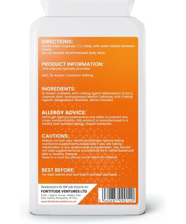 NAC N-Acetyl-Cysteine 600mg Capsules - Glutathione Precursor Supplement | 120 Vegan Capsules - Buy Online on GoSupps.com
