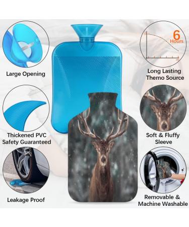 Wildlife Deer Hot Water Bottle with Fluffy Cover | 2L Capacity | Cozy Winter Relief for Kids & Adults - Buy Online on GoSupps.com