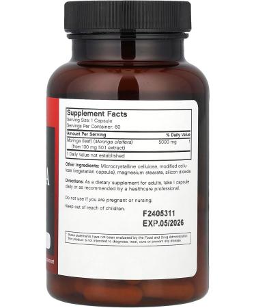 FutureBiotics Moringa 5000 mg - 60 Vegetarian Capsules for Energy & Wellness - Buy Online on GoSupps.com