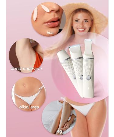 Unibono Rechargeable Bikini Trimmer for Women - Wet/Dry Electric Razor for Pubic Hair, Cordless Lady Shaver Kit for Arms, Legs, Armpits - USB-C Charge, Storage Bag Included (Beige) - Buy Online on GoSupps.com