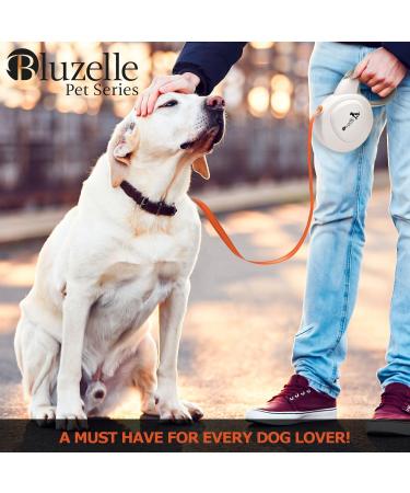 Bluzelle 8m Long Dog Leash for Dogs up to 50kg - Flexible Neon-Orange Reflector Belt with 360 Carabiner Hook Ergonomic Gray Handle & Catchment Brake - Buy Online on GoSupps.com