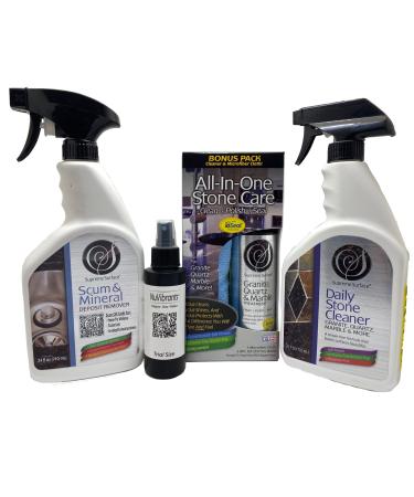 Supreme Surface Daily Stone Cleaner, Granite Quartz Marble Treatment, Scum & Mineral Deposit Remover - With NuVibrants "Try Me" Sample