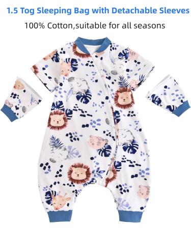 Chilsuessy 1.5 Tog 100% Cotton Baby Sleeping Bag with Feet, Zebra Lion Design | 4-5 Years - Buy Online on GoSupps.com