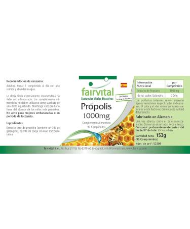 Fairvital | Propolis Tablets 1000mg - High Dosed - 90 Tablets - 3% Galangin - Buy Online on GoSupps.com