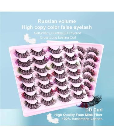 Uranian Colorful Fluffy Faux Mink Eyelashes - 14 Pairs D Curl Long Dramatic Volume Lashes for Women & Girls - Buy Online on GoSupps.com