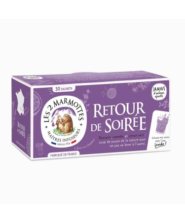 Les 2 Marmottes - Organic Infusion Return of the Evening 30 Sachets - Rosemary, Mint and Lemon - Fresh and Invigorating - Ide
