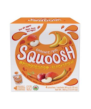 Baby Gourmet Squoosh Organic Fruit & Veggie Snack Pouches - Orangobango - Non-GMO Gluten Free Peanut Free - 4x90g 6-Pack