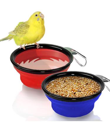SunGrow Ferret & Finch Collapsible Treats, Food and Water Bowls, Portable Parakeet Pet Travel Dish,, Baby Chicken Water & Food Feeder in Brooder