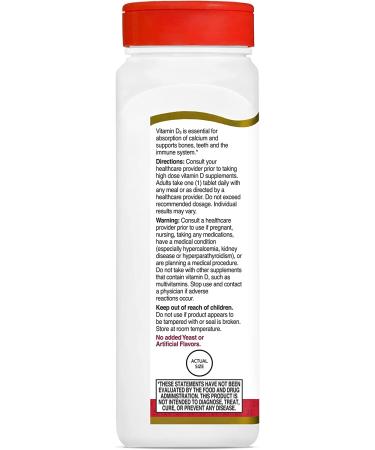 21st Century Vitamin D3 125 mcg (5000 IU) - 360 Tablets | Boost Immunity & Bone Health - Buy Online on GoSupps.com