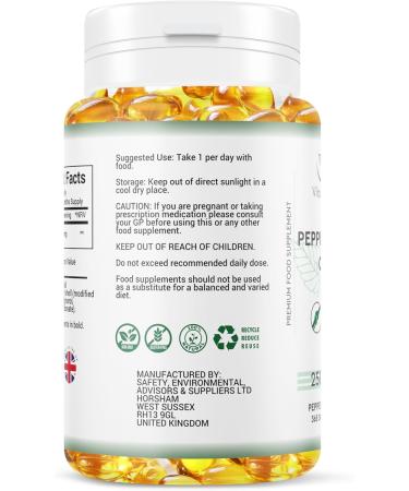 Peppermint Oil 250MG Vegan Softgels - 1 Year Supply (365ct) | High Strength Peppermint Supplement - Buy Online on GoSupps.com