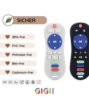 Gigi Kids Bite Rings Set for Babies - TV Remote & Gamepad Chew Toys - Silicone Easter Gifts for Children 3 Months+ - Gray & Blue - Buy Online on GoSupps.com
