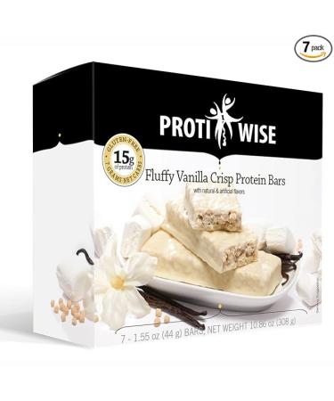 ProtiWise â€“ High Protein 15g Bar | 7/Box | Weight Loss Diet KETO Friendly Hunger Control Meal Replacement | Gluten Free Low Fat Low Sugar (Fluffy Vanilla Crisp)