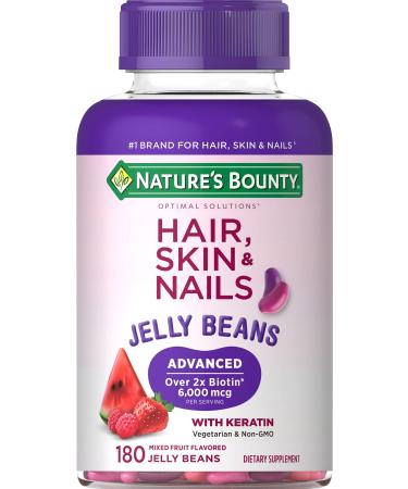 Nature's Bounty Optimal Solutions Advanced Hair, Skin & Nails Jelly Beans with Biotin, Mixed Fruit Flavor, 180 Count - Buy Online on GoSupps.com