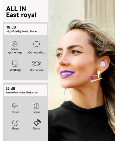 Buy Beinkap 5 Pairs Reusable Ear Plugs for Sleep & Noise Reduction | Hearing Protection for Study Work Concerts Motorcycles - 24dB-33dB (Purple - Buy Online on GoSupps.com