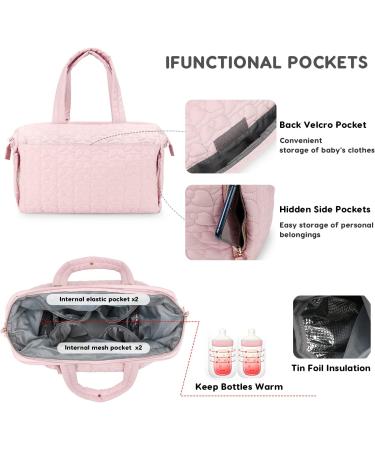 SONARIN Multi-Pockets Baby Nappy Changing Tote Bag - Stylish Large Capacity Travel Diaper Bag in Pink - Buy Online on GoSupps.com