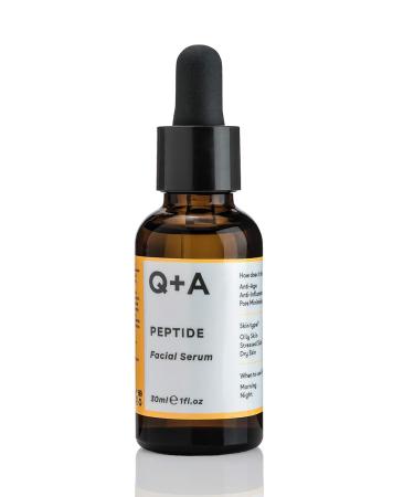 Q+A Peptide Facial Serum | Anti-Aging Hydrating Serum with Peptides & Hyaluronic Acid | Fast Absorption 1fl.oz - Revitalize Youthful Skin - Buy Online on GoSupps.com