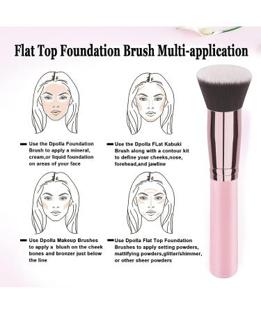 POLLA Flat Top Kabuki Foundation Brush - Premium Pink Makeup Brush for Liquid, Cream, and Powder Cosmetics - Buy Online on GoSupps.com