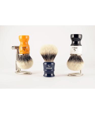 Premium Epsilon Shaving Brush - White & Black Stripes | 55mm/26mm | International Shipping Available - Buy Online on GoSupps.com