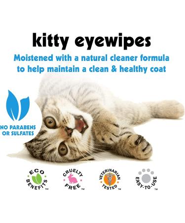 Petkin Kitty Eye Wipes - 40 Moist Wipes for Cats & Kittens - Gentle Eye Cleaning, Removes Dirt, Discharge & Tear Stains - Safe & Convenient Pet Wipes for Home or Travel - Buy Online on GoSupps.com