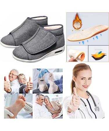 Warm Wool Orthopedic Walking Shoes for Wide Feet - Grey - Men 6/Women 7 - Buy Online on GoSupps.com