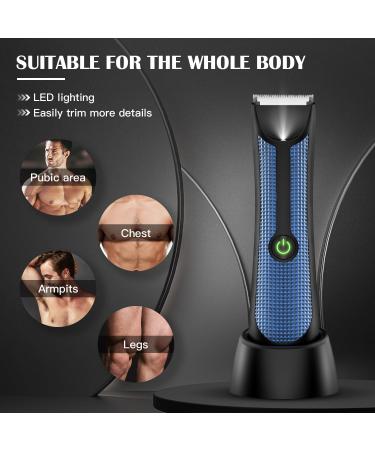 Groin Hair Trimmer - Waterproof Electric Manscape Trimmer with LED Light & Ceramic Blade for Men's Pubic & Body Grooming - Buy Online on GoSupps.com