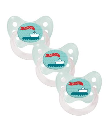 Dentistar Silikon Schnuller 3 Set- Size 1 Schnuller 0-6 months- tooth and jaw-friendly nipple with dental level- BPA-free- Made in Germany- Ahoi Boot transparent - Buy Online on GoSupps.com