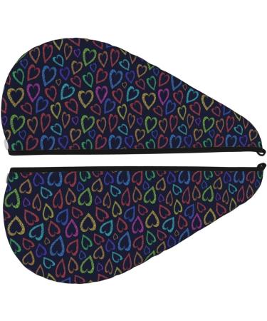 Hair Towel Wrap with Button - Quick-Dry Hair Turban & Head Towel (Colored Hearts) for Fast Hair Drying - Buy Online on GoSupps.com