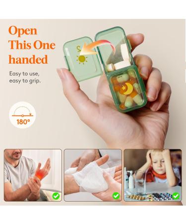 Lifewit Weekly Pill Organizer - 2x Daily Portable Travel 7-Day Lightproof Pill Box for Medicines Vitamins & Fish Oils - Green - Buy Online on GoSupps.com