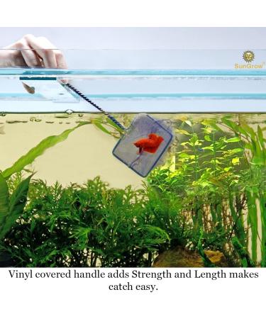 SunGrow Betta Fish Net - 5x4 Inches with 11 Inches Handle - Extra Soft Nylon for Delicate Fin Protection - Ideal for Easy Aquarium Tank Maintenance - Buy Online on GoSupps.com