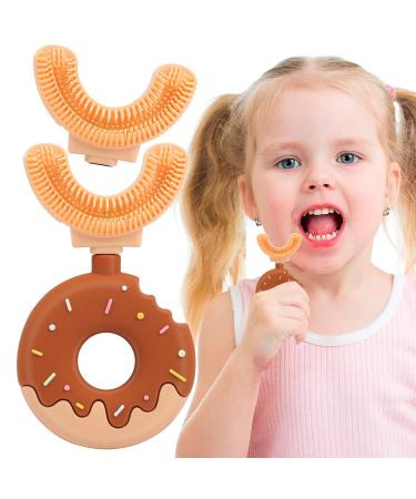 U-shaped toothbrush for children soft children's toothbrush for 360 -Grundic cleaning silicone-donut toothbrush for toddlers from 2 8 years (S yellow)