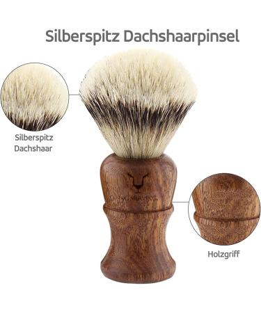 JAG Shaving Razor Set - Sustainable 4-Part Wooden Razor Set with Silberspitz Brush Double Edge Blades Stand & Leather Bag - Eco-Friendly Shaving Solution - Buy Online on GoSupps.com