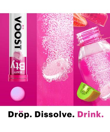 Voost Beauty Biotin Vitamin E C Collagen Effervescent Tablet 40ct - Strawberry Kiwi Flavor, Sugar-Free, Low Calorie - Hair Skin Nail Support - Buy Online on GoSupps.com