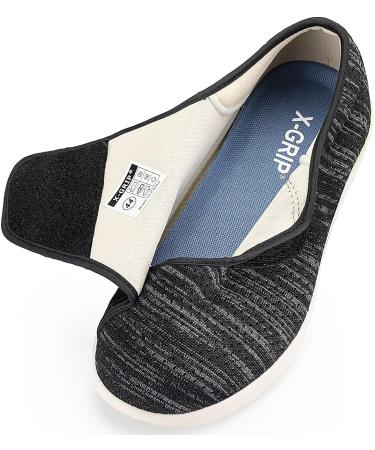 NAIKOYO Men's Wide Width Diabetic Shoes - Adjustable Closure for Arthritis & Swollen Feet | Plantar Fasciitis Walking Shoes - 12 Wide Black Grey - Buy Online on GoSupps.com